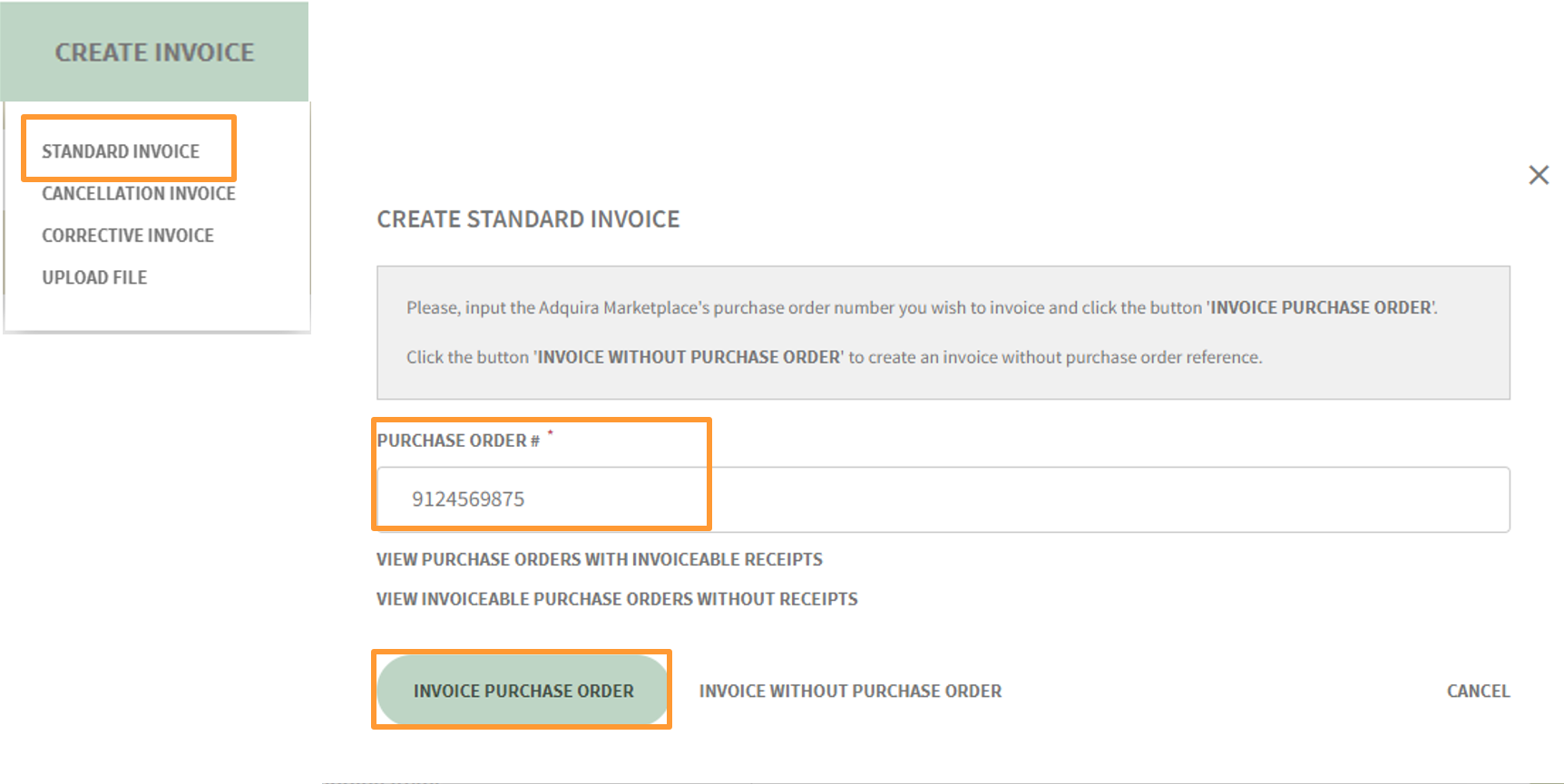 How to create an invoice if the invoice button doesn´t appear in the order?
