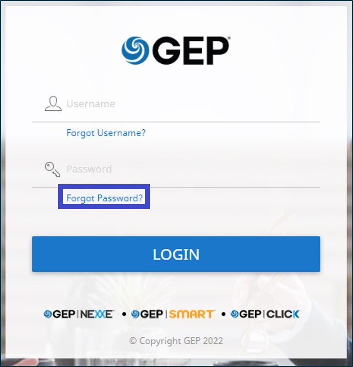 How to reset the password in the GEP SMART system?